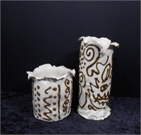 2 Studio Pottery Vases Signed 2004