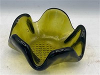 VINTAGE Viking Glass Avocado green ashtray