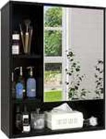 Black Bamboo Mirror Cabinet