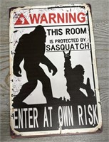 Sasquatch Warning Tin Sign