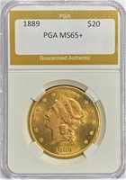 1889 $20 Gold Liberty Double Eagle MS-65+