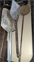 Fireplace tool, large metal spatula,  cast iron