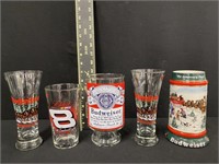 Group of Budweiser Glasses & Stein