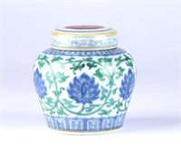 Chinese Doucai Glazed Jar w Cover