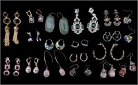 Jade & Rhinestone & Glass Earrings