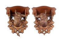PAIR OF BLACK FOREST STYLE WALL BRACKETS