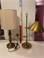 Brass table lamp and adjustable brass candle