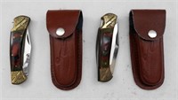 (2) Single Blade Lockback Pocket Knives & Sheaths