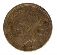 1860 US INDIAN HEAD 1C COIN F/VF