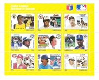 Major League Baseball - Grenada- Block of 9 Souven