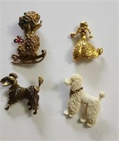 FOUR vintage Poodle pins/brooches