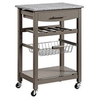 Roger Kitchen Island with Granite Top in Grey
