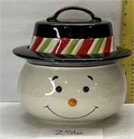 Celebrating design snowman stoneware cookie jar