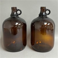 Pair of Brown Glass One Gallon Growlers