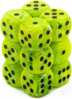 Chessex Dice D6 Sets: Vortex Bright Green with Bla