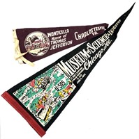 (2) Souvenir Felt Pennant Flags Including Museum