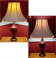 Pair COUNTRY BARN RED URN LAMPS Beaded TRIM SHADES