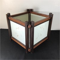 ROSEWOOD AND GLASS PLANTER HAND CRAFTED