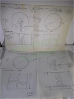 Lot of four original NASA hand-drawn blueprints!
