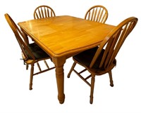 Solid Oak Wood Table & Chairs
