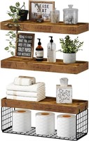 $81 QEEIG Bathroom Floating Shelves with Basket