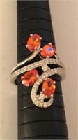 Orange Sapphire Sterling Silver Ring Size 6