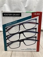 Foster Grant Reading Glasses Size 3.00