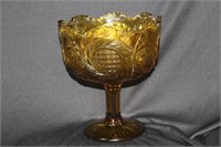 An Amber Pressed Glass Large Compote