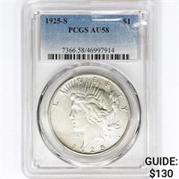 1925-S Silver Peace Dollar PCGS AU58
