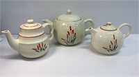 Three Cattail Tea Pots