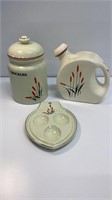 Cattail’s  Cracker Canister, Decanter and Spoon