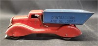 Vintage metal red and blue toy truck