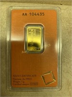 Gold, 5 gram ingot, Suisse