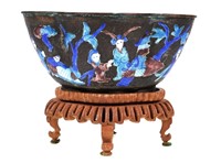 Vintage Chinese Enameled Bronze Bowl