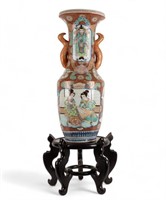 Large Antique Japanese Art Vase w/ Handles