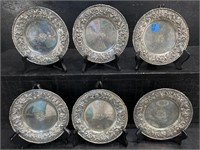 6 STERLING KIRK REPOUSSE PLATES