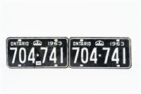 PAIR OF 1963 ONTARIO LICENSE PLATES