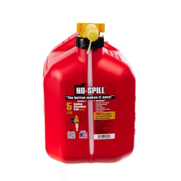 No Spill 5- Gallons Plastic Gasoline Can