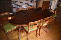 Mahogany DR table 68x38x30"h, 6 chairs sideboard a