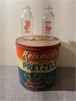 Reisman's Pretzels Tin & Milk Bottles