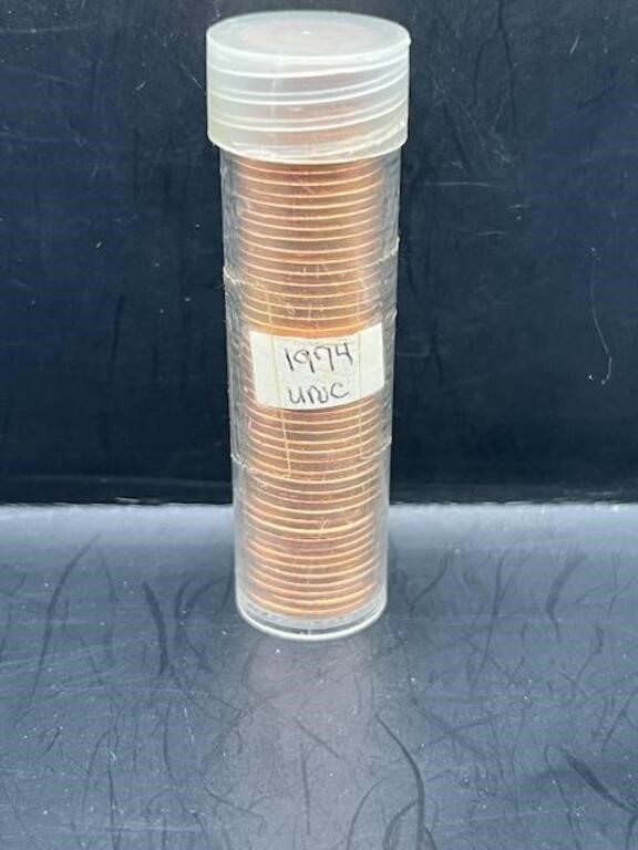 Tube of 1974 Pennies