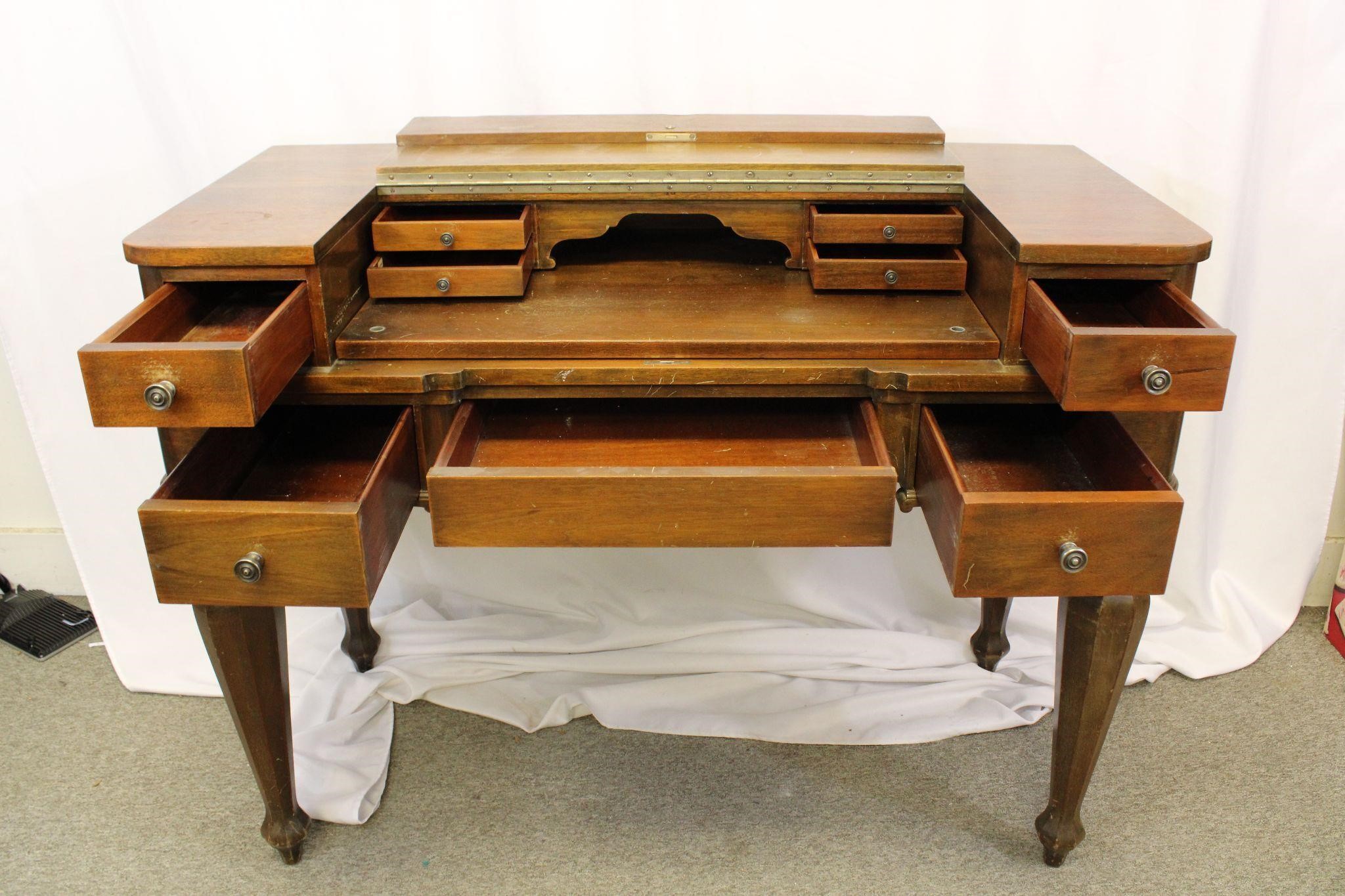 Vtg. Colonial Mfg. Solid Mahogany Secretary Desk