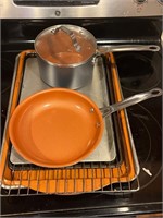 Kitchen lot copper pans