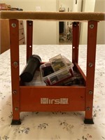 Step stool, with flashlights and batteries