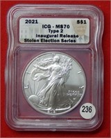 2021 American Eagle ICG MS70 1 Ounce Silver