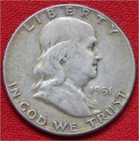 1951 Franklin Silver Half Dollar