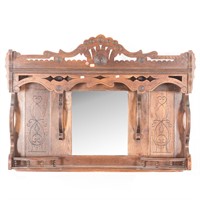 American Eastlake incised oak mirror