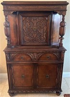D - ANTIQUE SIDEBOARD W/ HUTCH (EXCLUDES CONTENTS)