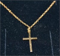10K Gold Danty Chain With Cross Pendant