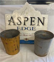 Aspen Edge Coors Metal Sign & 2) Vintage Metal